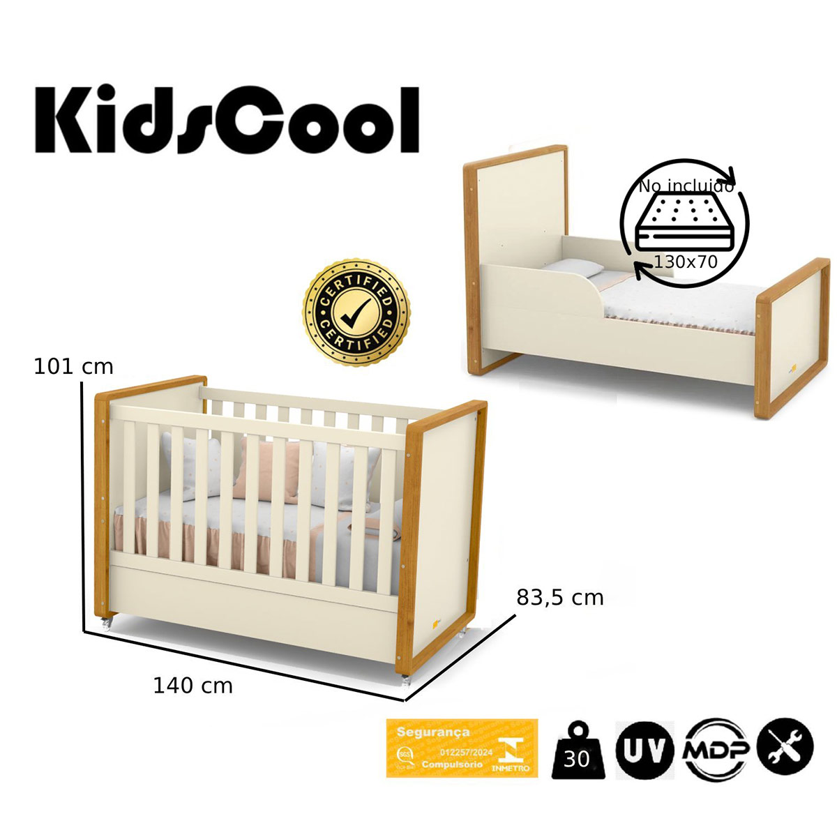 CUNA KIDSCOOL TUTTO 2 FUNCIONES BEIGE/CARAMELO - 6