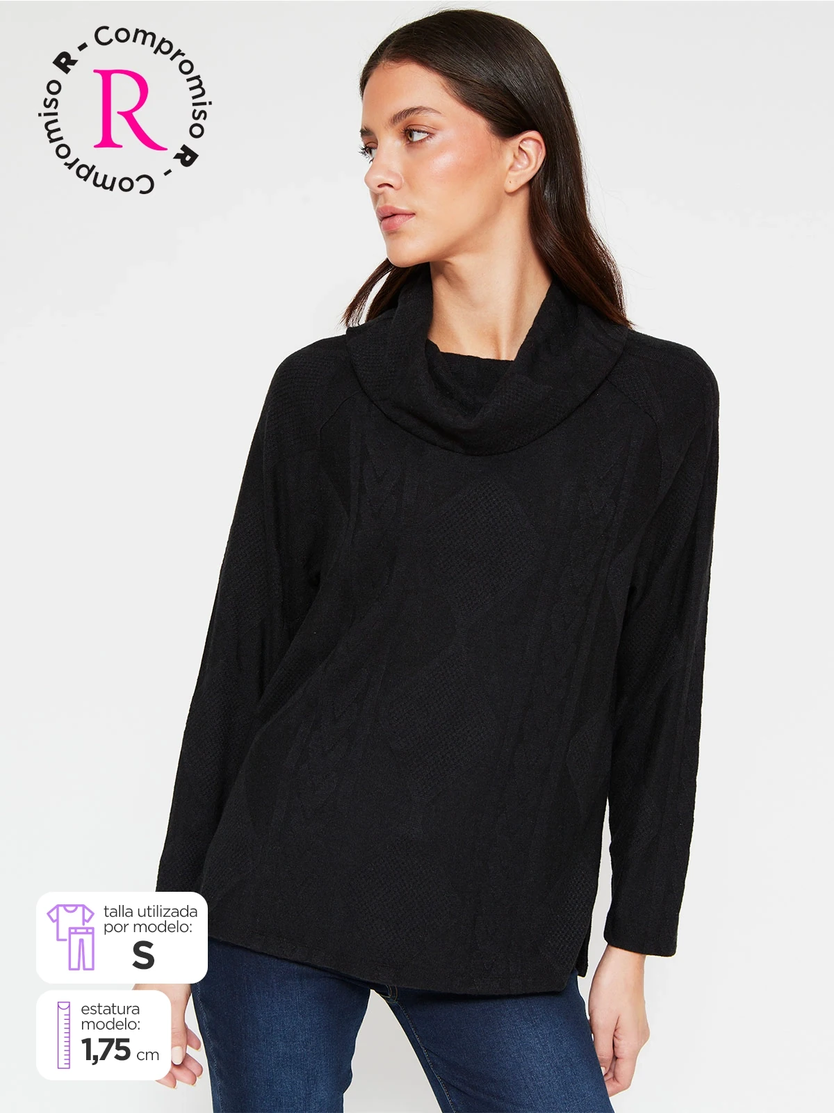 POLERA MUJER AZIZ CUELLO TORTUGA MANGA LARGA - 1