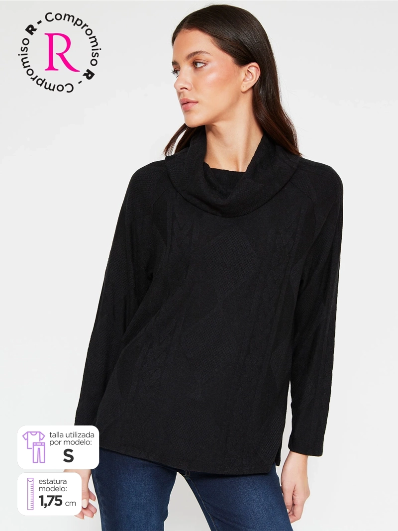 POLERA MUJER AZIZ CUELLO TORTUGA MANGA LARGA - 1