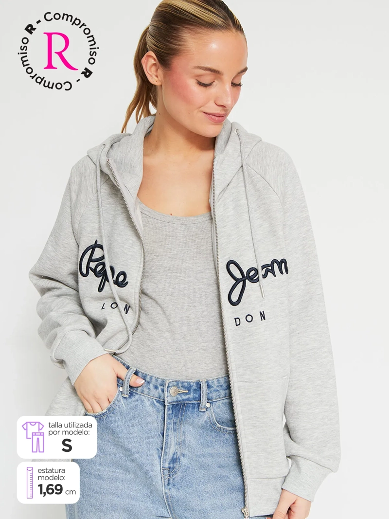 POLERÓN MUJER PEPE JEANS ALGODÓN CUELLO ALTO FULL ZIPPER - 1