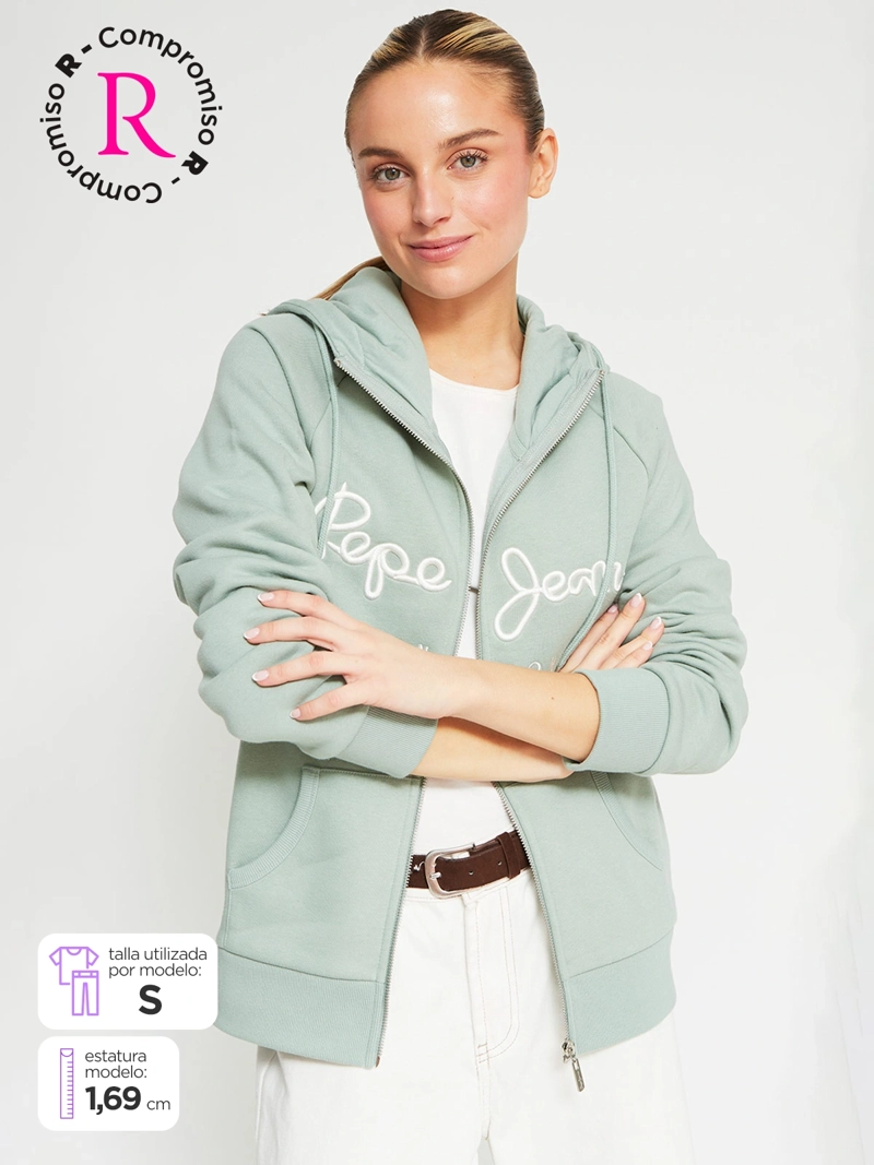 POLERÓN MUJER PEPE JEANS ALGODÓN CUELLO ALTO FULL ZIPPER - 1