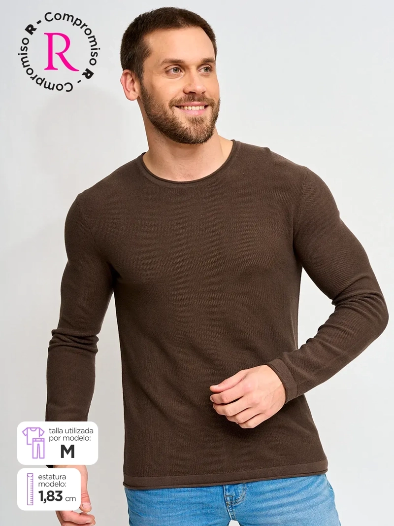 SWEATER HOMBRE BARBADOS ALGODÓN CREW NECK LISO - 1