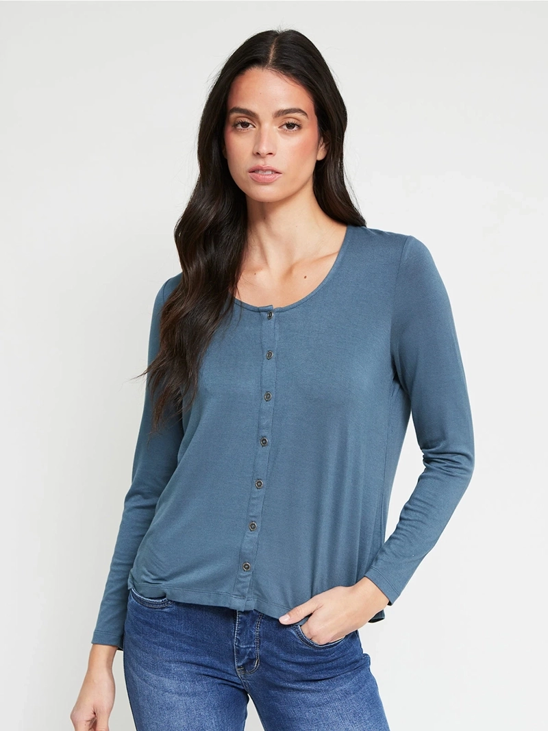 POLERA MUJER BARBADOS MANGA LARGA ABOTONADA - 2