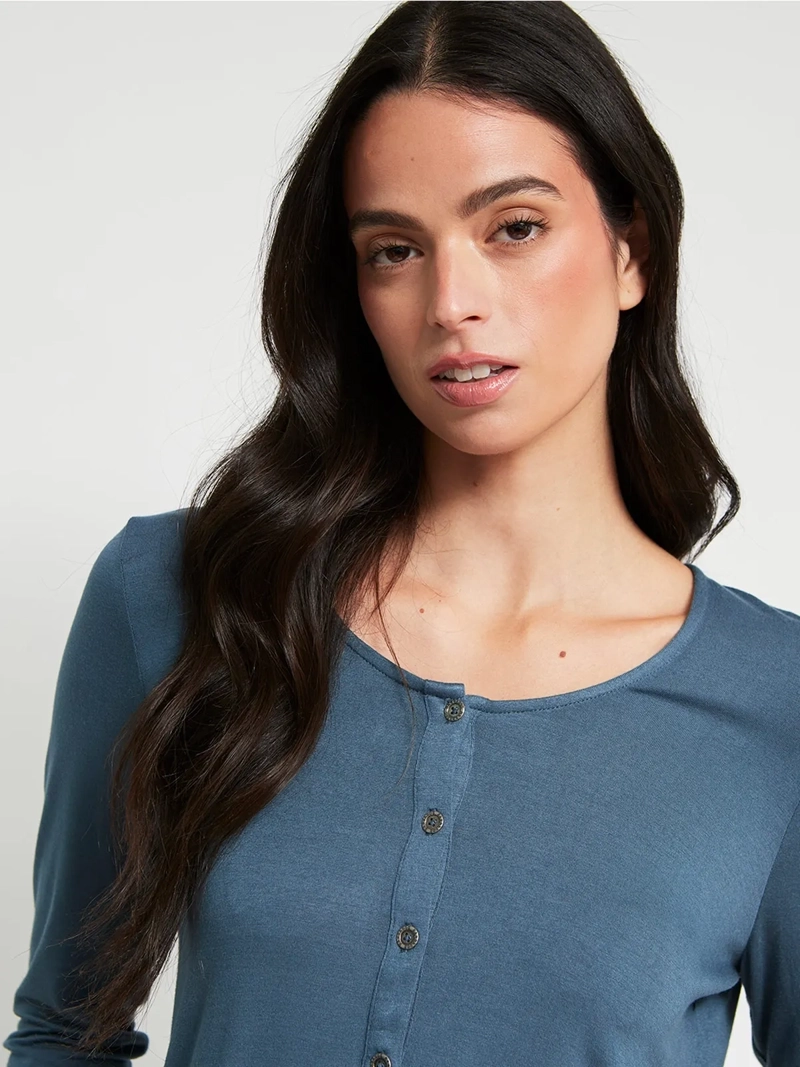 POLERA MUJER BARBADOS MANGA LARGA ABOTONADA - 4