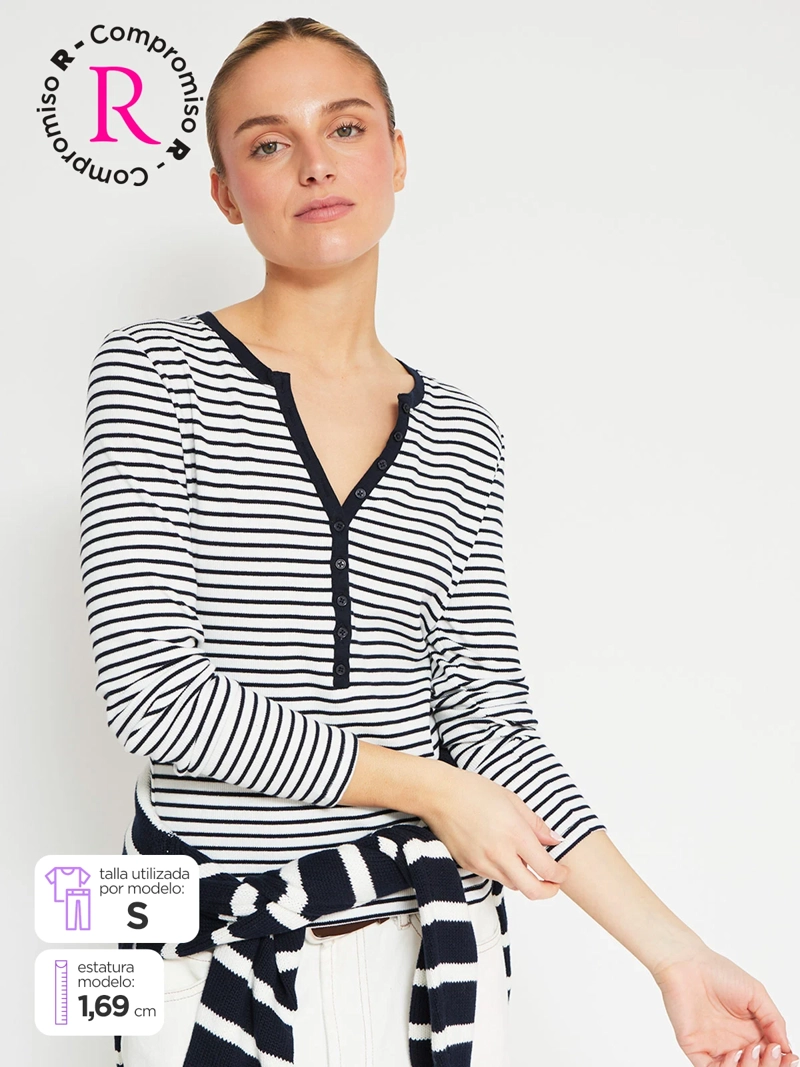 POLERA MUJER PEPE JEANS ALGODÓN MANGA LARGA RAYAS - 1