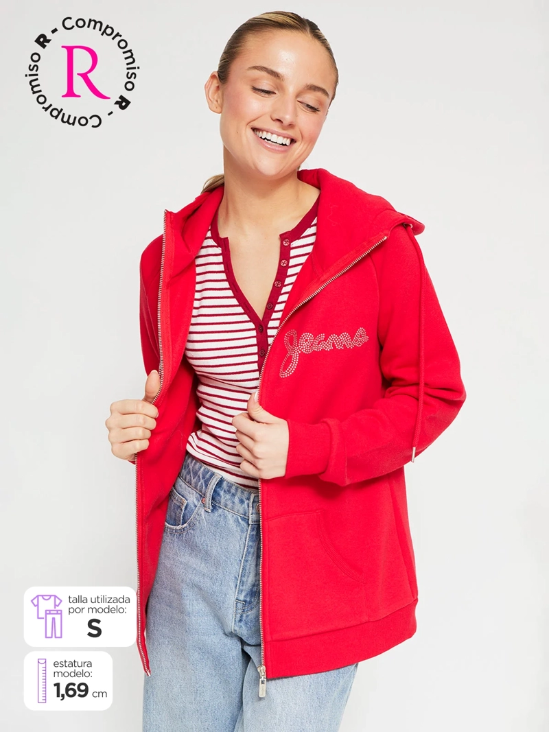 POLERÓN MUJER PEPE JEANS ALGODÓN STRASS FULL ZIPPER - 1
