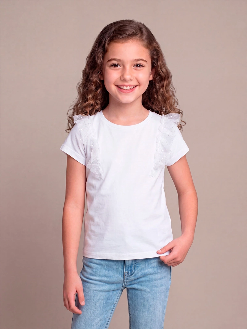POLERA MANGA CORTA NIÑA HARVEST TULLE