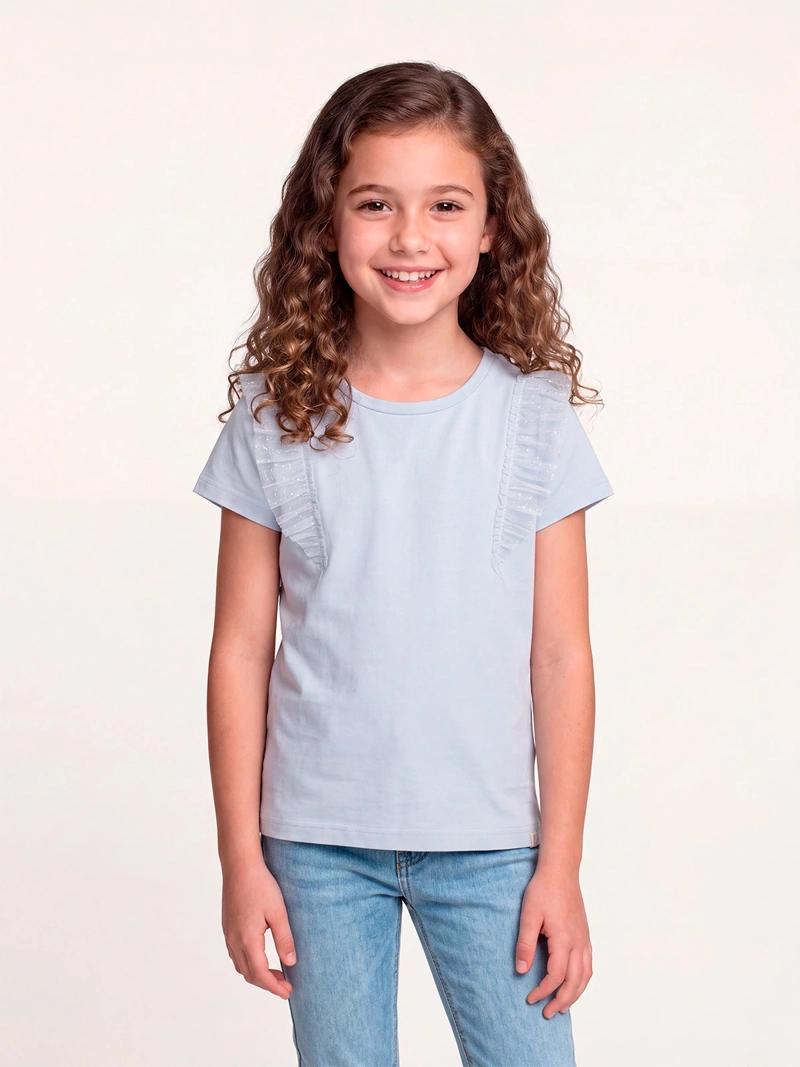 POLERA MANGA CORTA NIÑA HARVEST TULLE