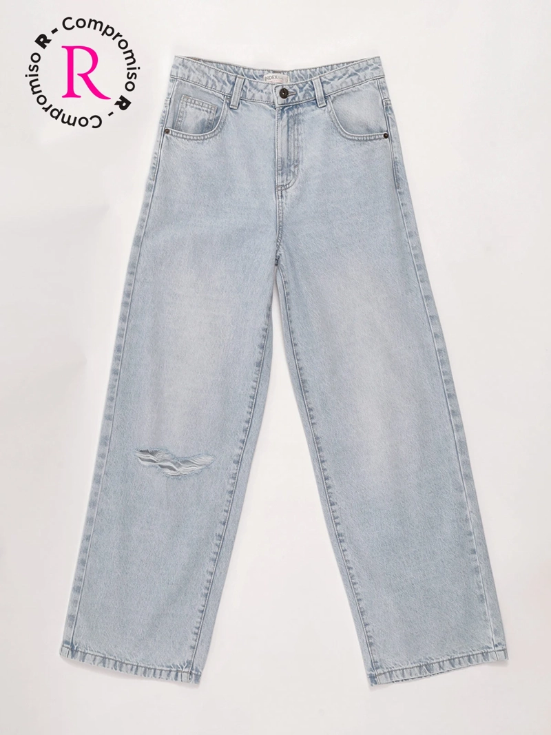 JEANS NIÑA INDEX TEEN ALGODÓN WIDE RASGADO - 3