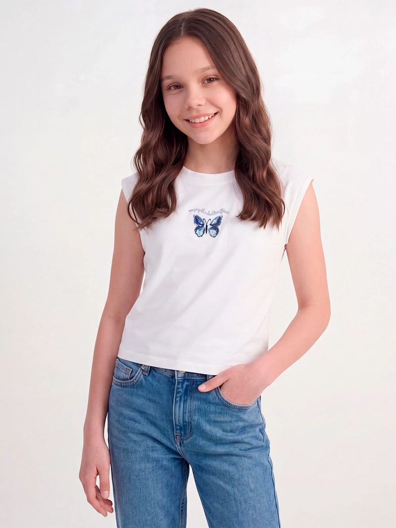 POLERA NIÑA INDEX TEEN MANGA CORTA LENTEJUELAS - 1