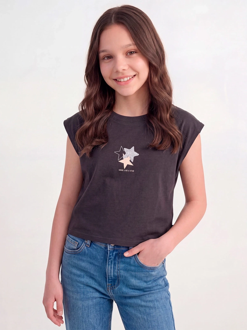 POLERA NIÑA INDEX TEEN MANGA CORTA LENTEJUELAS - 1