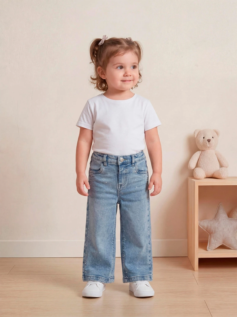 JEANS NIÑA BABY HARVEST ALGODÓN RECTO BRILLOS - 1