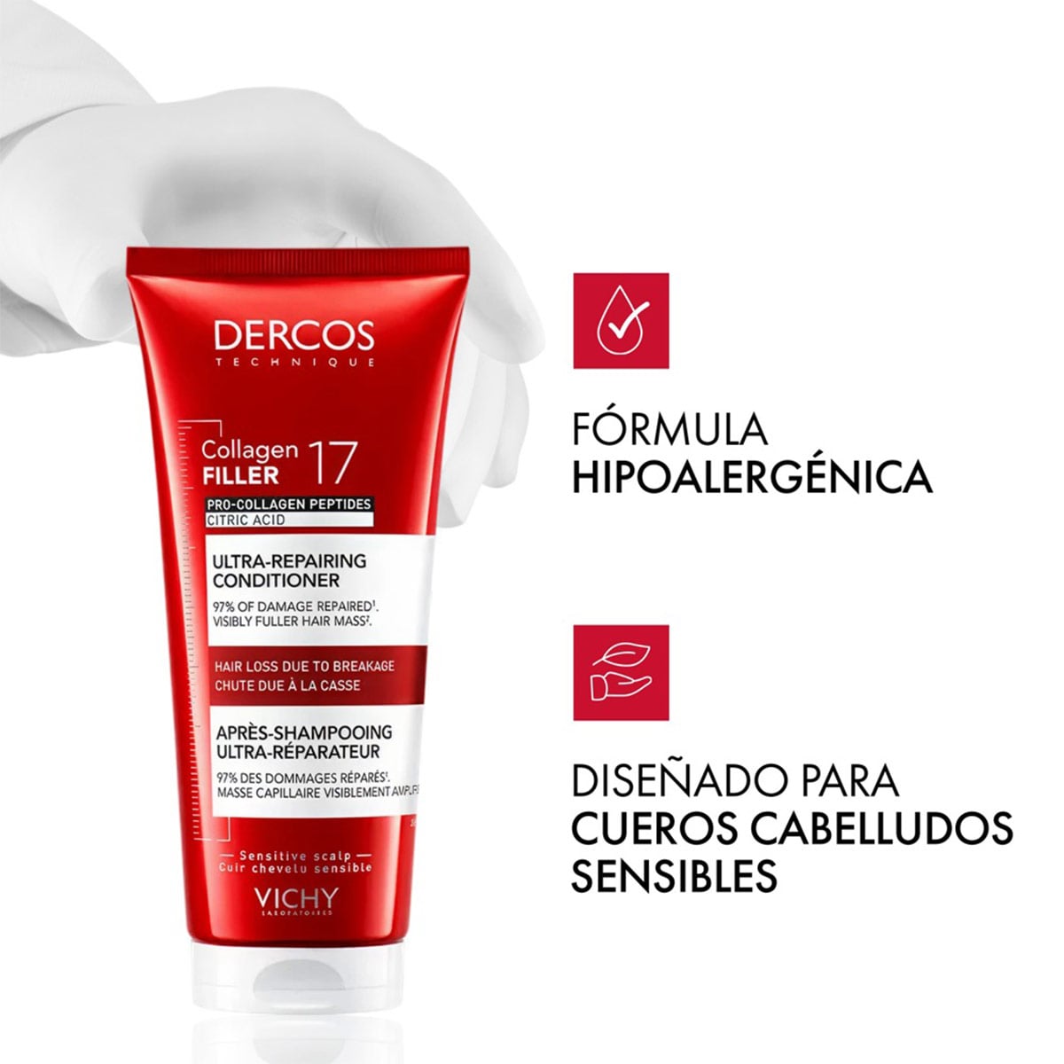 ACONDICIONADOR VICHY DERCOS COLLAGEN 17 FILLER ULTRA REPARADOR 200ML - 10