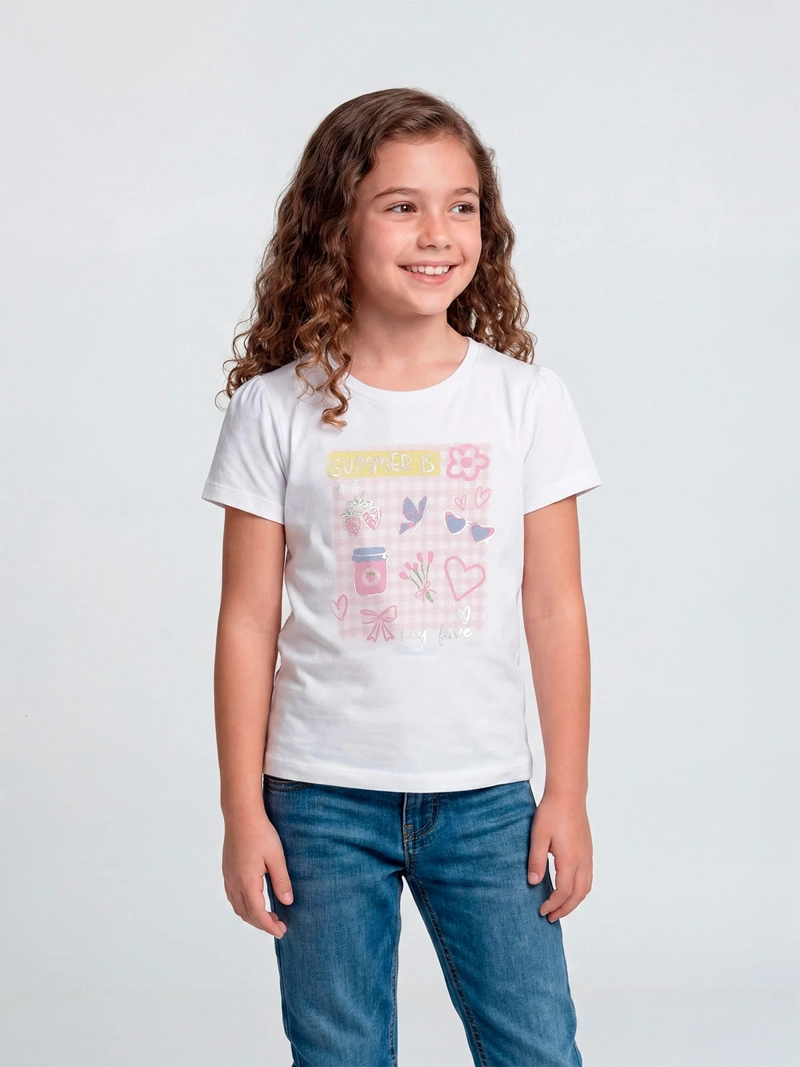 POLERA NIÑA HARVEST ALGODÓN MANGA CORTA PRINT