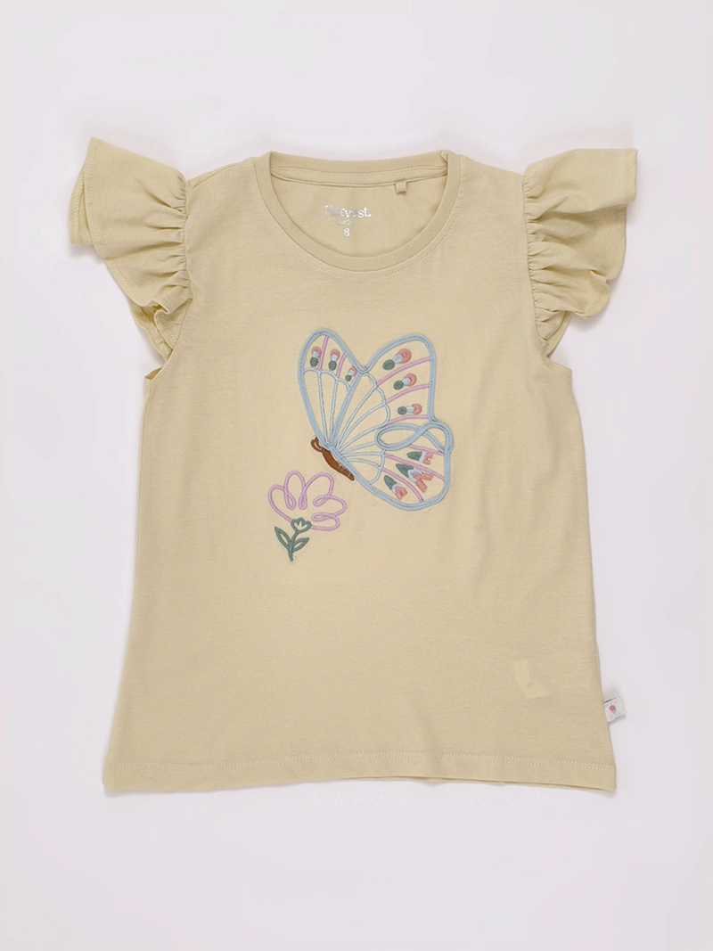 POLERA NIÑA HARVEST MANGA CORTA APLICACIÓN CÓRDON ALGODÓN