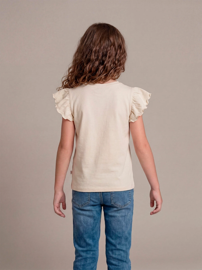 POLERA NIÑA HARVEST ALGODÓN MANGA CORTA PÉTALOS - 2