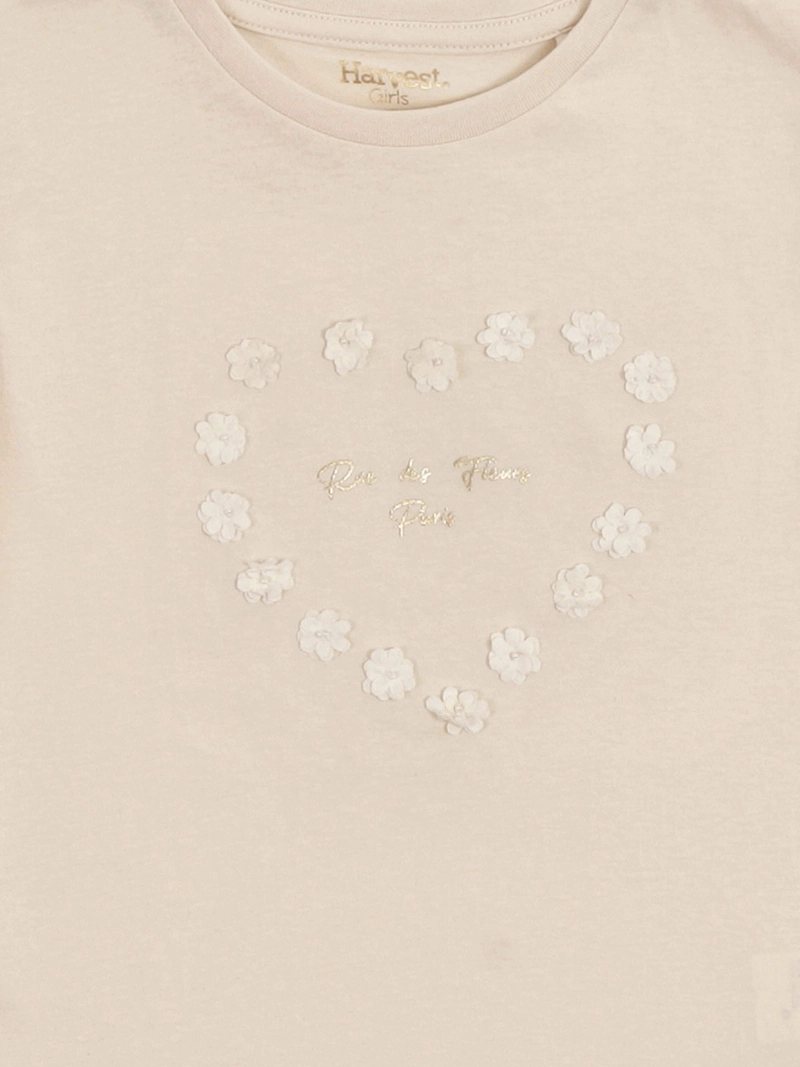 POLERA NIÑA HARVEST ALGODÓN MANGA CORTA PÉTALOS - 6