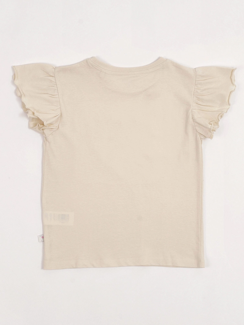 POLERA NIÑA HARVEST ALGODÓN MANGA CORTA PÉTALOS - 4