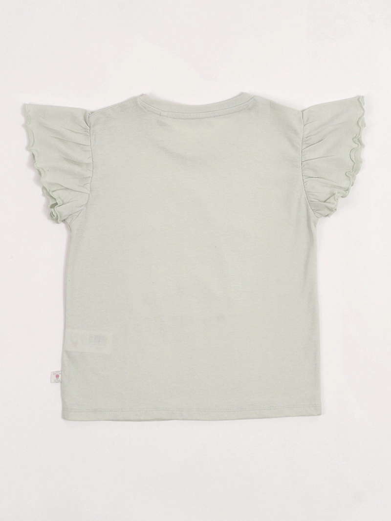 POLERA NIÑA HARVEST ALGODÓN MANGA CORTA PÉTALOS - 4