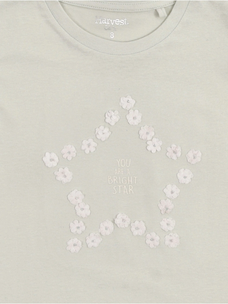 POLERA NIÑA HARVEST ALGODÓN MANGA CORTA PÉTALOS - 6