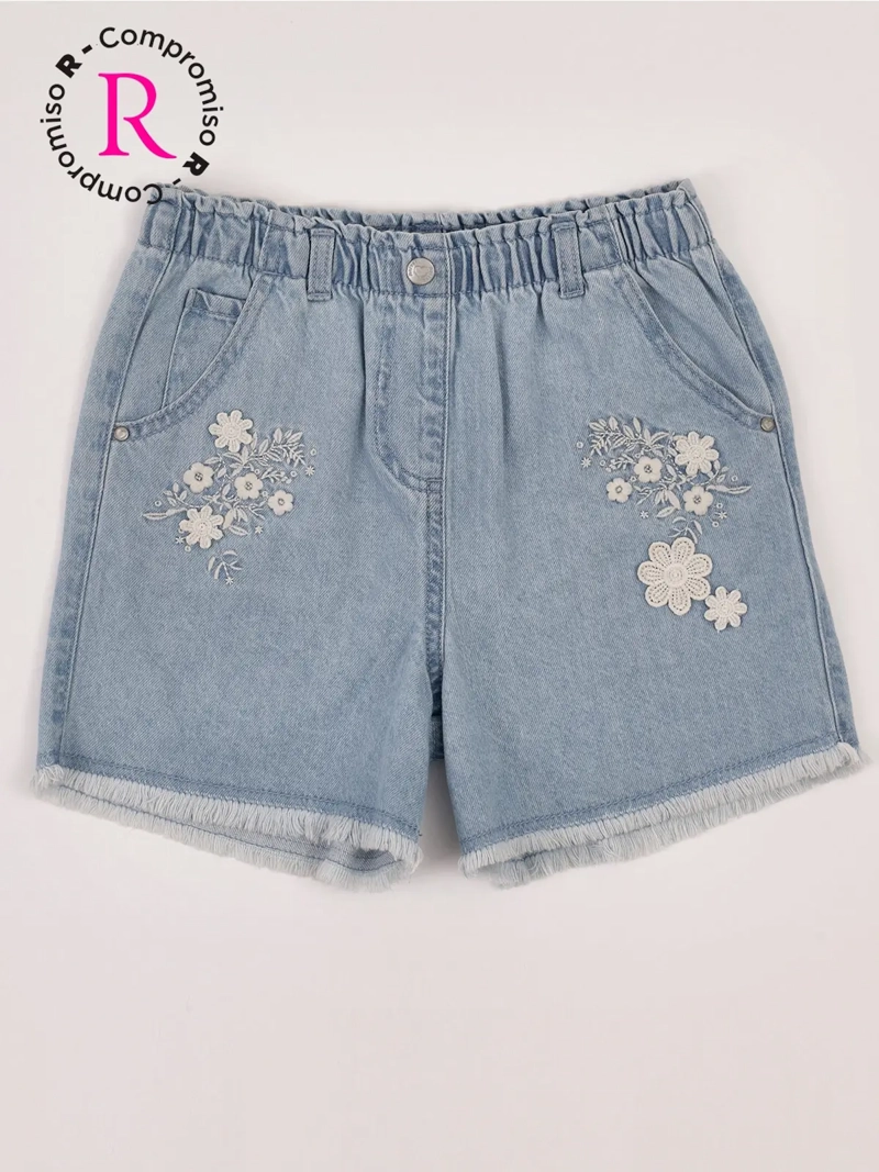 SHORT NIÑA HARVEST ALGODÓN DENIM BORDADO
