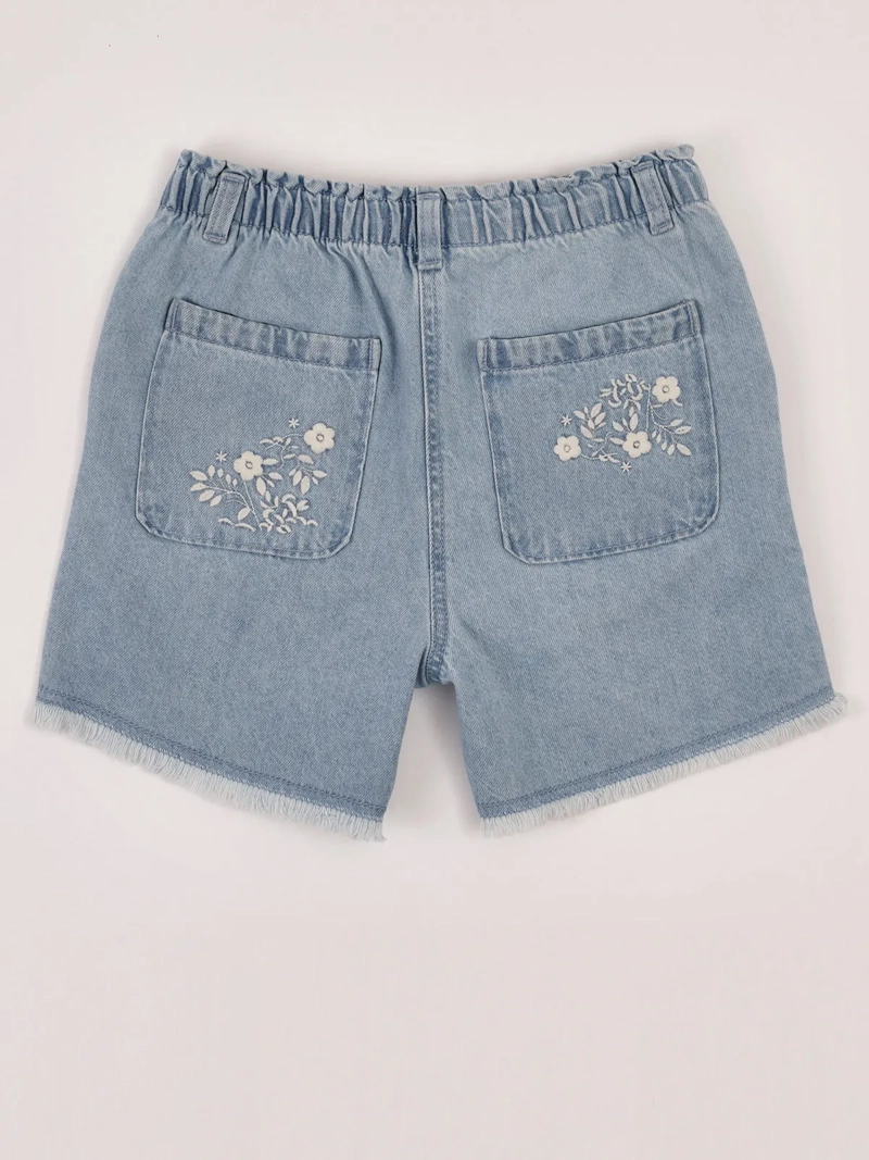 SHORT NIÑA HARVEST ALGODÓN DENIM BORDADO - 2