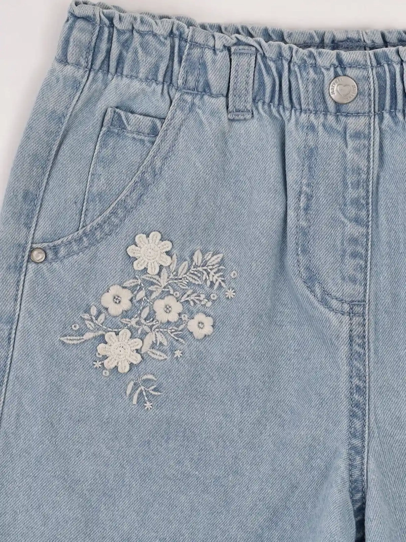 SHORT NIÑA HARVEST ALGODÓN DENIM BORDADO - 3