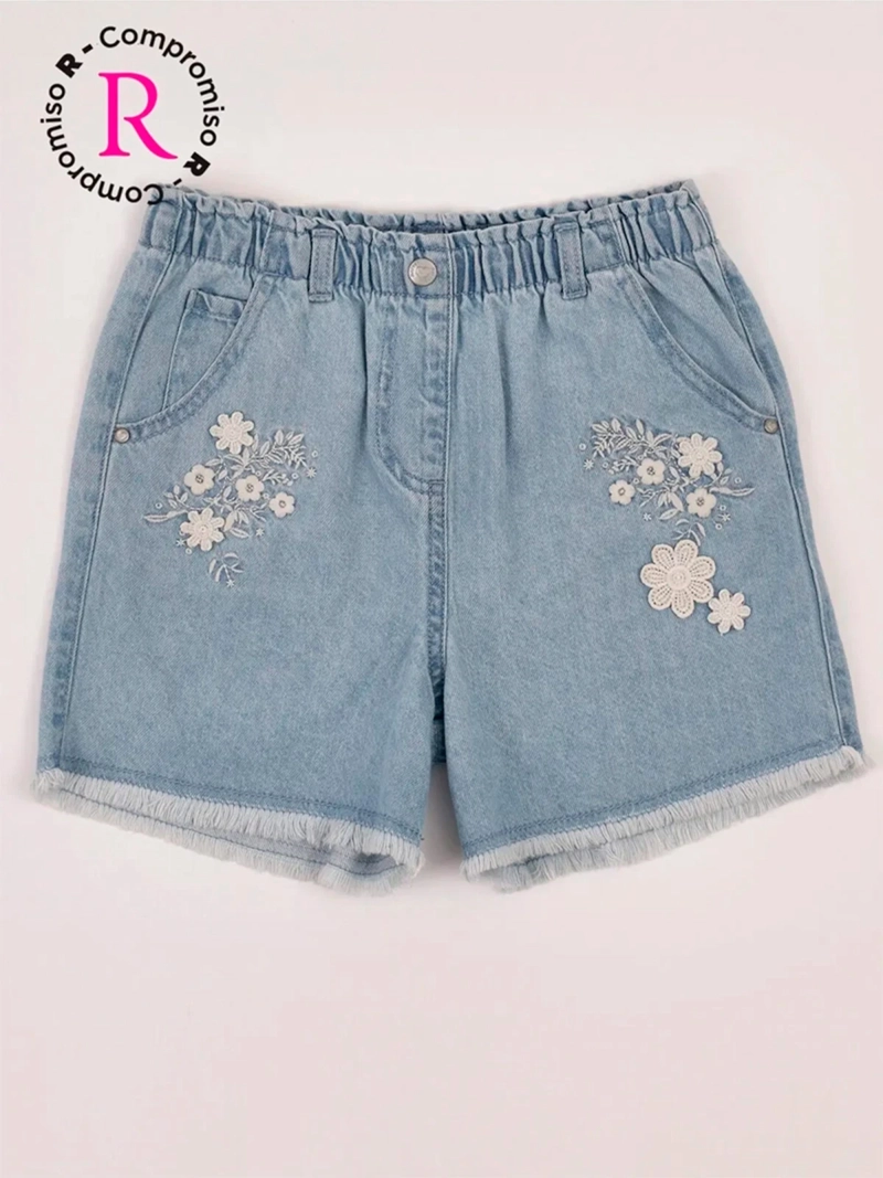 SHORT NIÑA HARVEST ALGODÓN DENIM BORDADO - 3