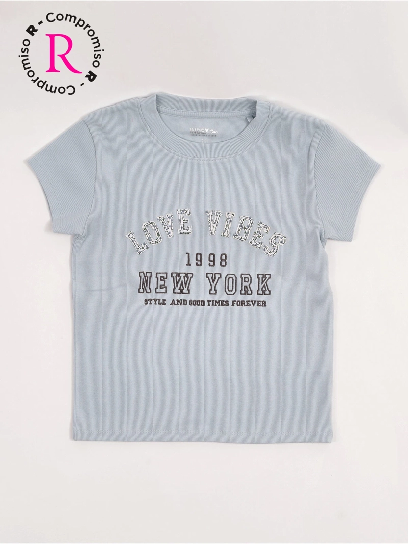 POLERA NIÑA INDEX TEEN ALGODÓN MANGA CORTA PARCHES - 3