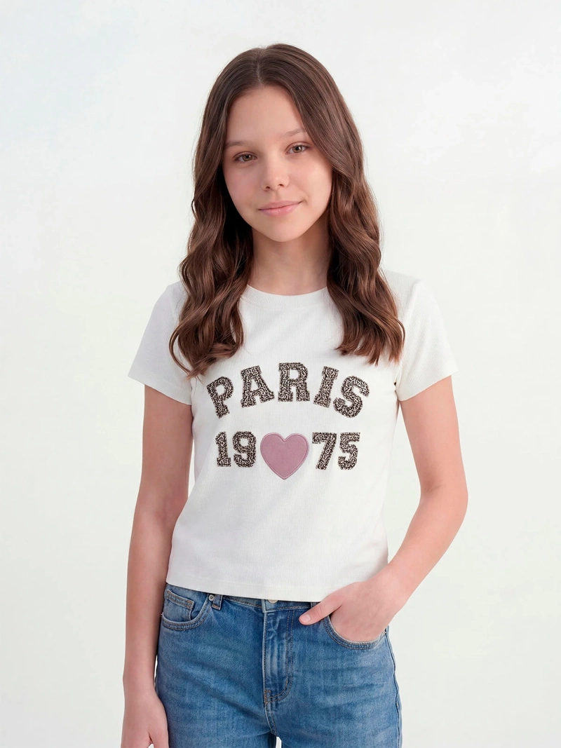 POLERA NIÑA INDEX TEEN ALGODÓN MANGA CORTA PARCHES