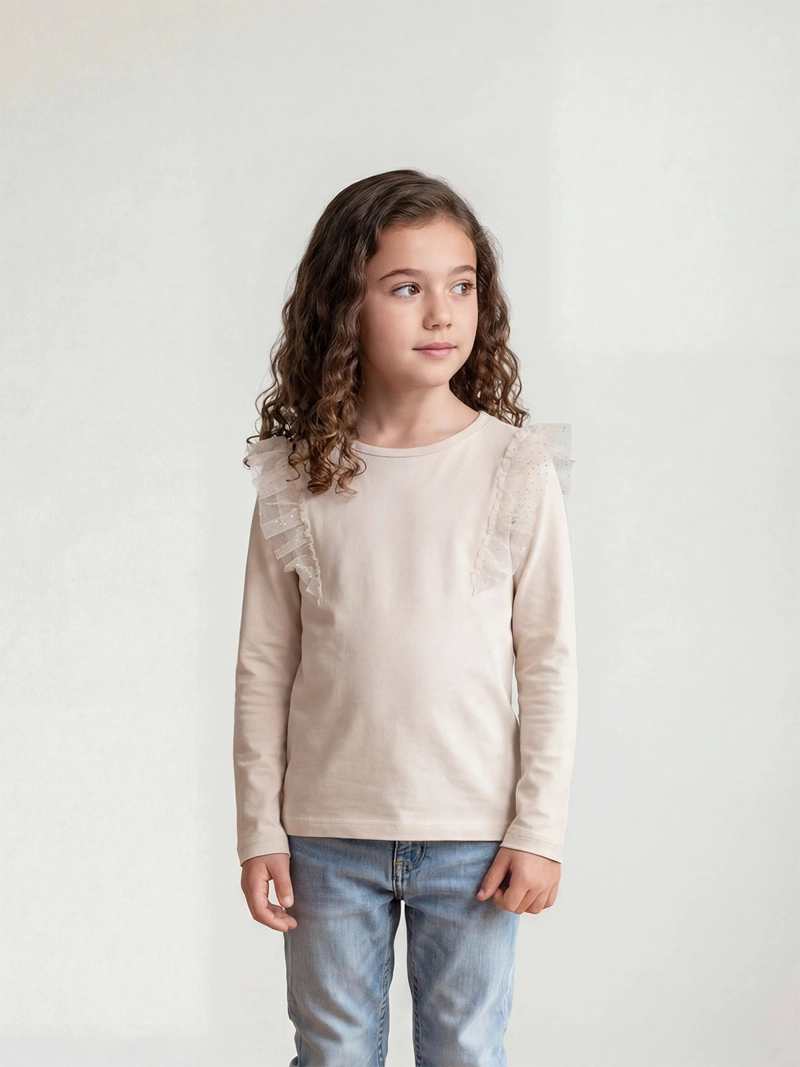 POLERA MANGA LARGA NIÑA HARVEST TULLE - 1