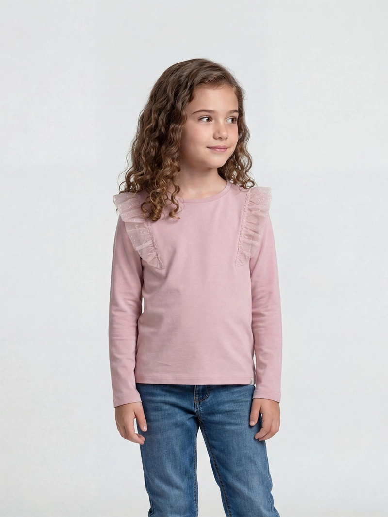 POLERA MANGA LARGA NIÑA HARVEST TULLE