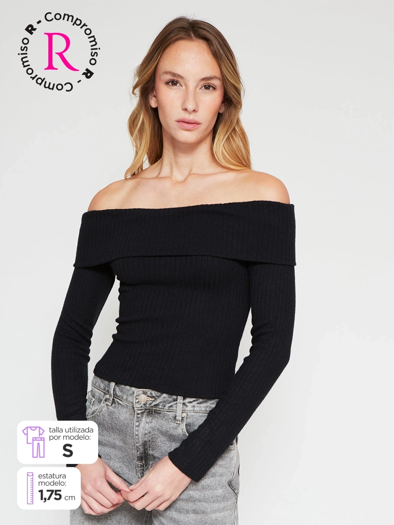 POLERA MUJER INDEX MANGA LARGA BARDOT - 1