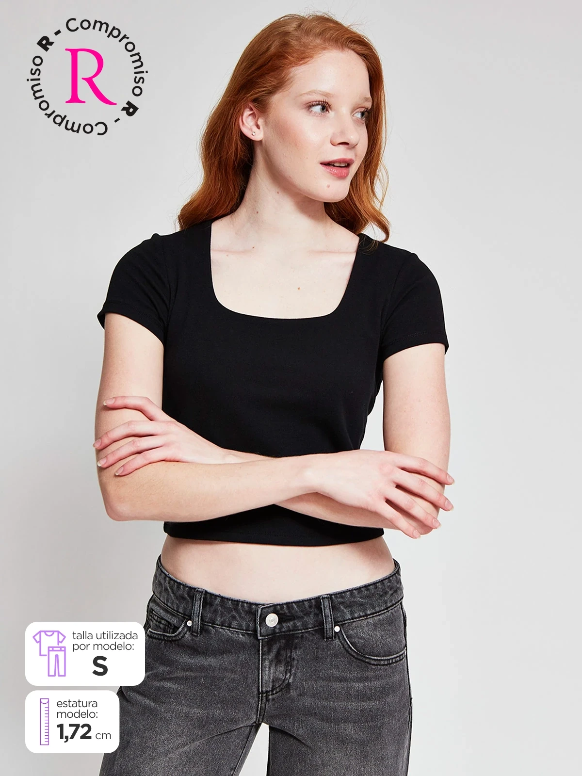 POLERA MUJER INDEX ALGODÓN ESCOTE CUADRADO MANGA CORTA - 1