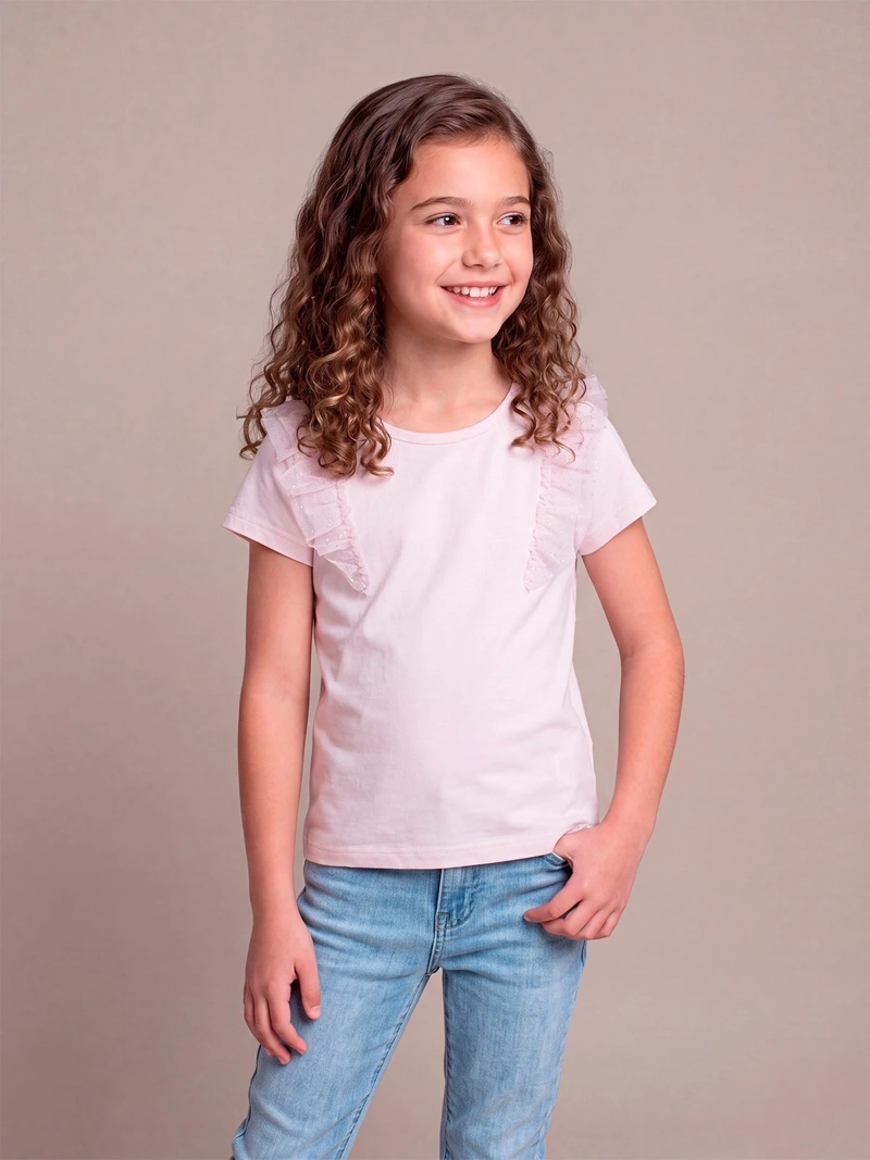 POLERA MANGA CORTA NIÑA HARVEST TULLE - 1