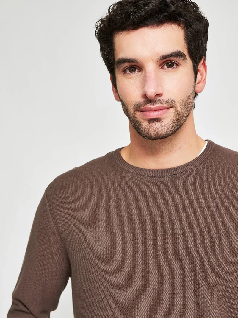 SWEATER HOMBRE CACHAREL ALGODÓN CUELLO REDONDO TEXTURA - 3
