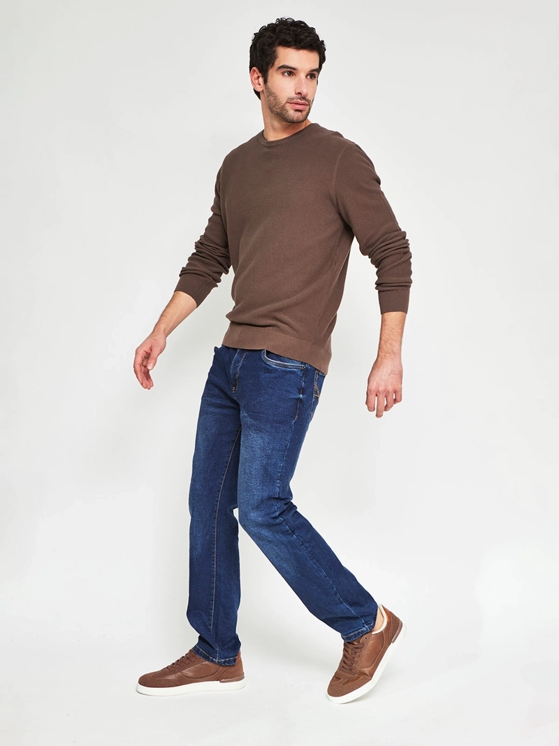 SWEATER HOMBRE CACHAREL ALGODÓN CUELLO REDONDO TEXTURA - 4