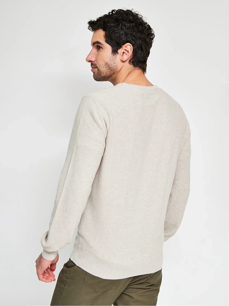 SWEATER HOMBRE CACHAREL ALGODÓN CUELLO REDONDO TEXTURA - 2