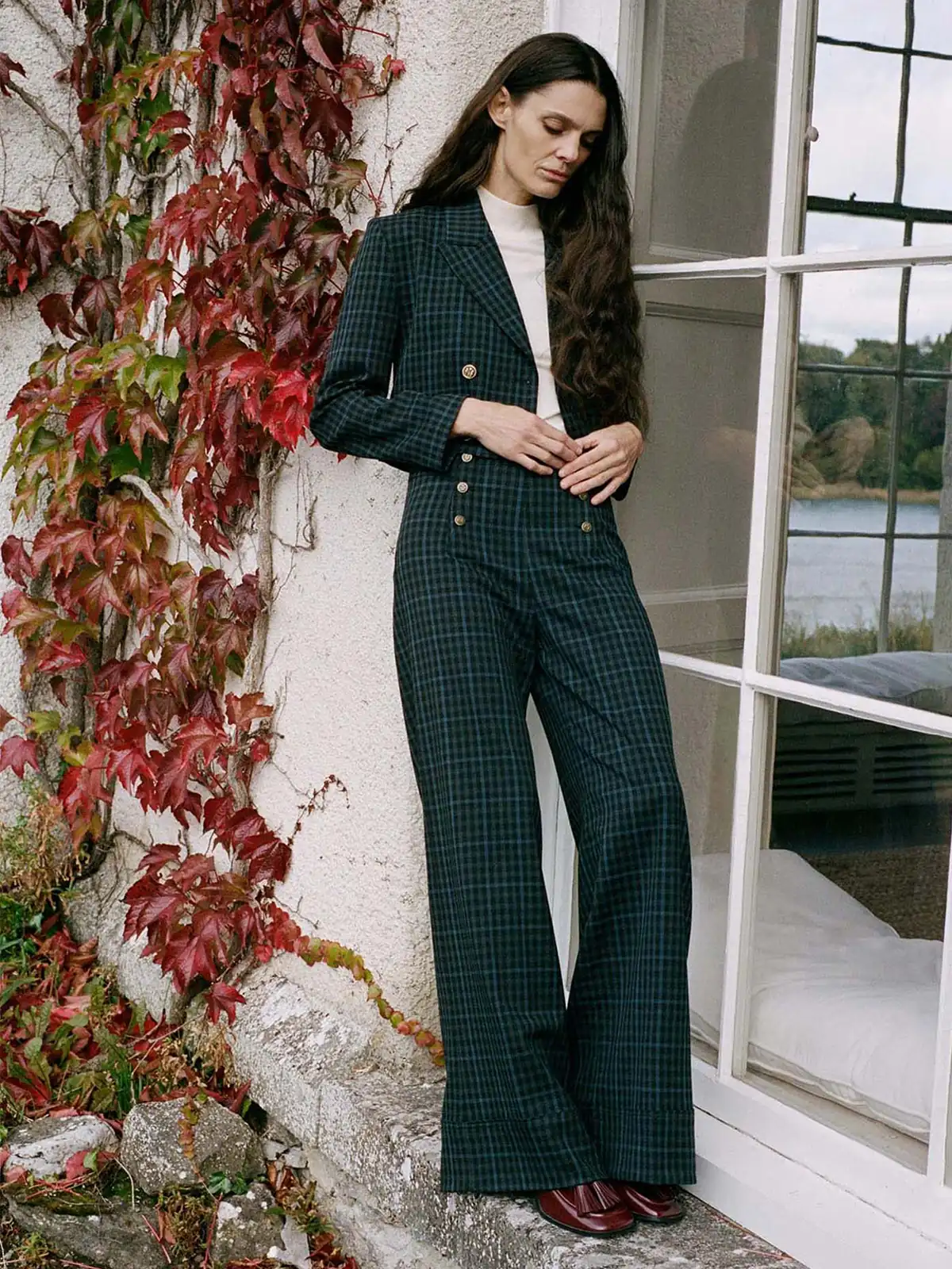 PANTALÓN MUJER SFERA CUADRO BOTONES