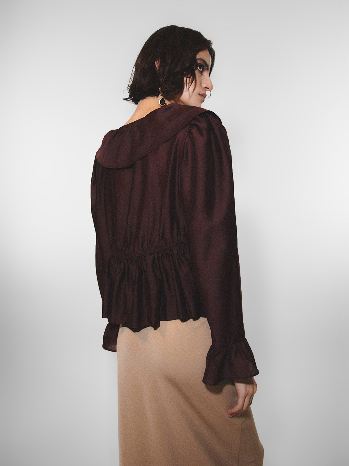 BLUSA MUJER SFERA MANGA LARGA VOLANTES - 2