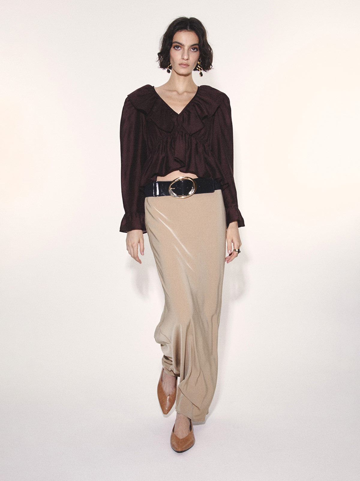 BLUSA MUJER SFERA MANGA LARGA VOLANTES - 4