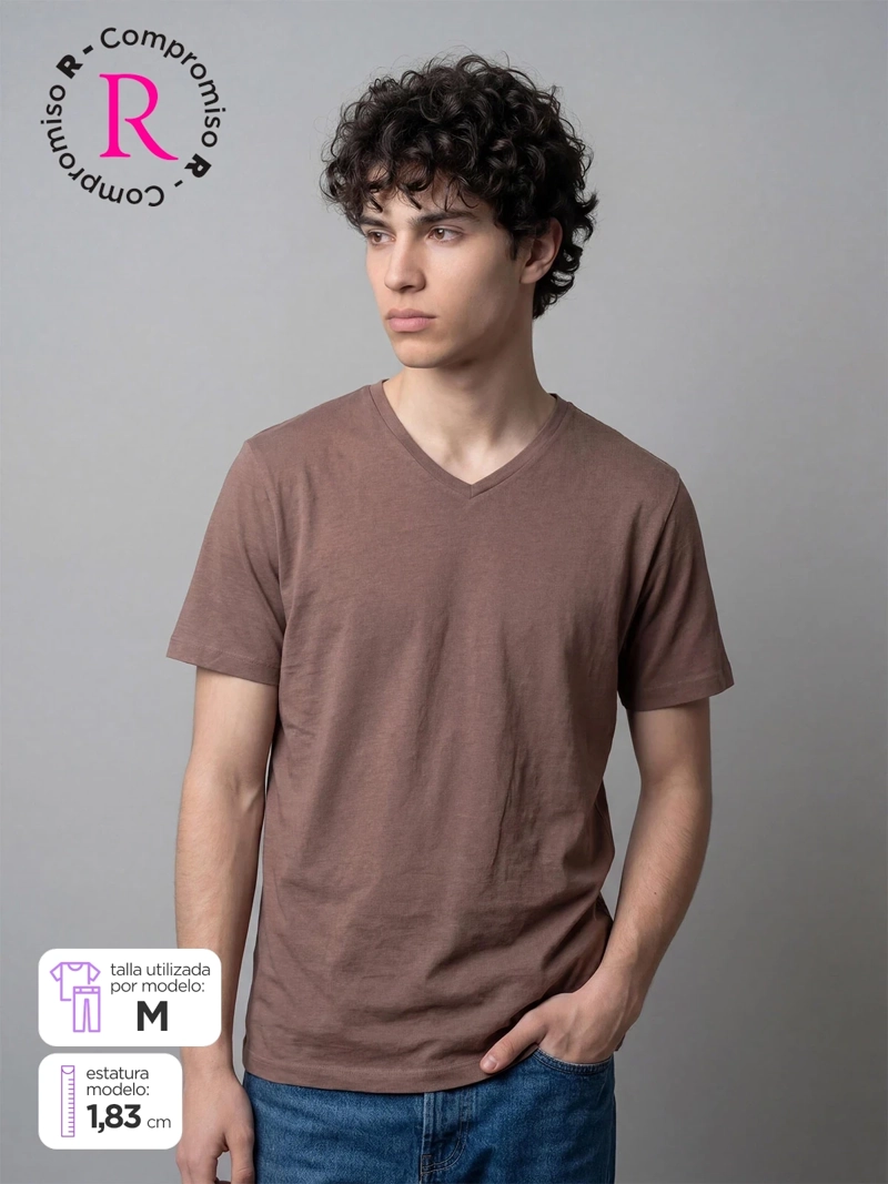 POLERA HOMBRE INDEX ALGODÓN CUELLO EN V MANGA CORTA - 1