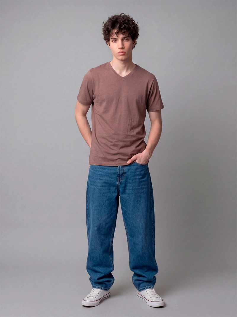 POLERA HOMBRE INDEX ALGODÓN CUELLO EN V MANGA CORTA - 3