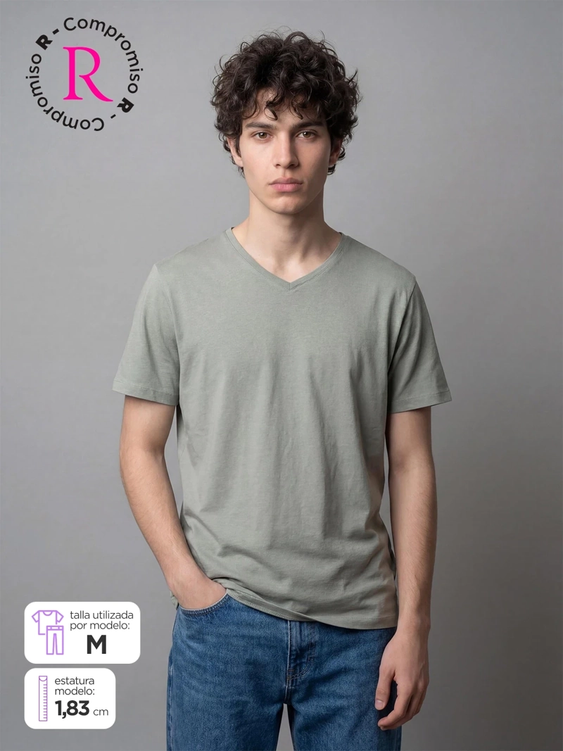 POLERA HOMBRE INDEX ALGODÓN CUELLO EN V MANGA CORTA