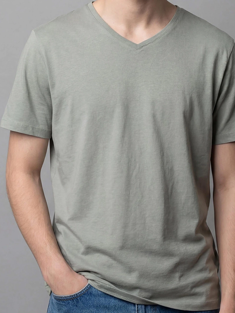 POLERA HOMBRE INDEX ALGODÓN CUELLO EN V MANGA CORTA - 4