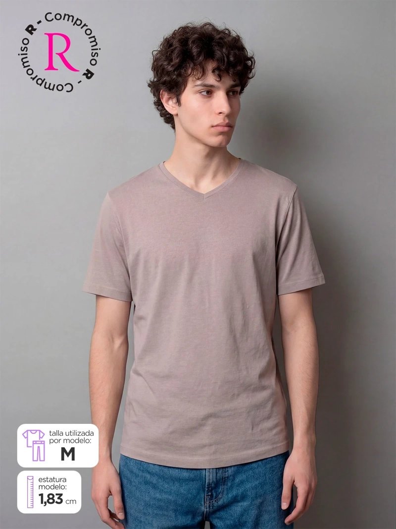 POLERA HOMBRE INDEX ALGODÓN CUELLO EN V MANGA CORTA - 1