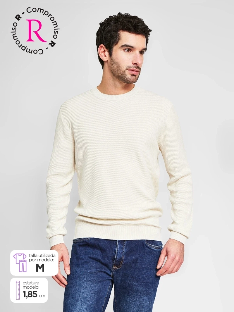 SWEATER HOMBRE MARQUIS ALGODÓN CUELLO REDONDO TEXTURA - 1