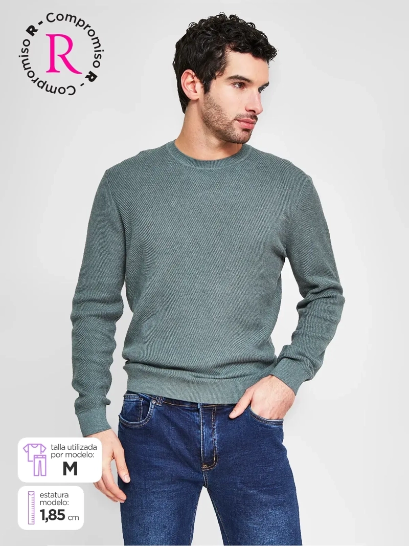 SWEATER HOMBRE MARQUIS ALGODÓN CUELLO REDONDO TEXTURA - 1