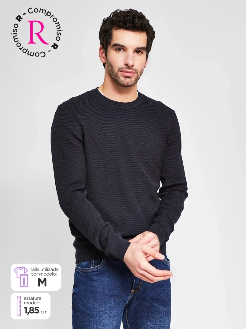 SWEATER HOMBRE MARQUIS ALGODÓN CUELLO REDONDO TEXTURA