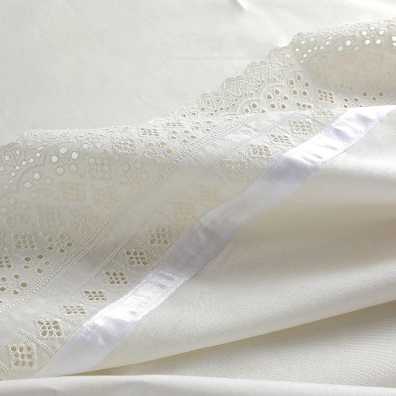JUEGO DE SÁBANAS ANDES BRODERIE 144 HILOS 1.5 PLAZAS CRUDO  - 2